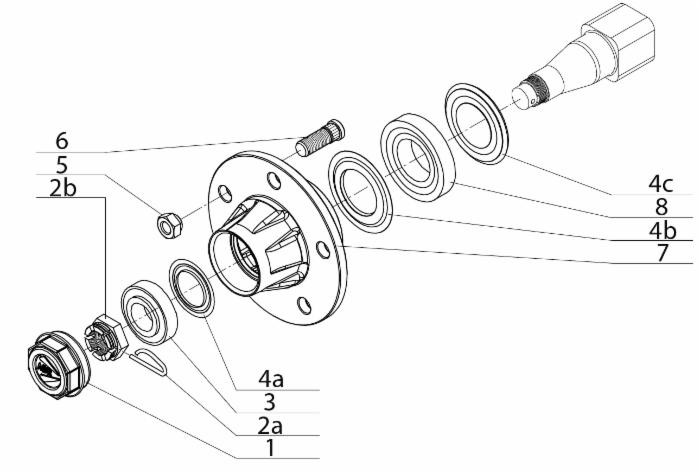 Assale senza freno Q50 a 5 fori l=1400mm - Adr