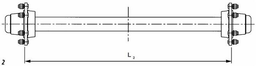 Assale per rimorchio senza freno lunghezza 1m Ø40mm 4 fori - Adr