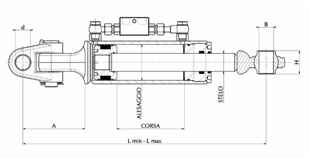 Terzo punto idraulico adattabile Mccormick 90x45x270mm - Ama