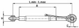 Terzo punto cat. II M27x3 lunghezza 545-790mm adattabile John Deere - Ama