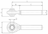 Tirante per terzo punto seconda categoria Ø 25mm filettato M36x3 Dx - Ama