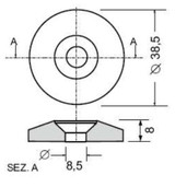 Borchia per cabine con foro svasato Ø 8,5mm - Ama