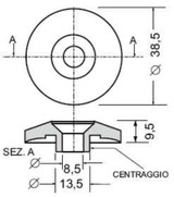 Borchia per cabine foro svasato Ø 8,5mm - Ama