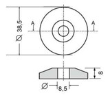 Borchia per cabine foro passante Ø 8,5mm - Ama