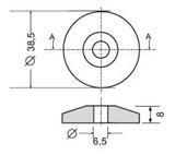 Borchia per cabine foro passante Ø 6,5mm - Ama