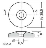 Borchia per cabine foro svasato Ø 6,5mm - Ama