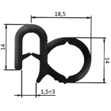 Guarnizione per lamiera o ABS e cofani con aggancio fino a 3mm (5 mt) - Ama
