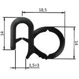 Guarnizione per lamiera o ABS e cofani con aggancio fino a 3mm (20 mt) - Ama