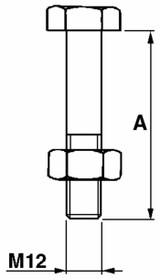 Bullone esagonale M12x50 per staffe - Ama