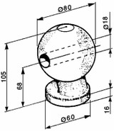 Sfera per sistema ribaltamento rimorchi Ø 78 mm con foro Ø 18 mm - Ama