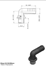 Raccordo portagomma Arag 90° filetto maschio G 1/2" e diametro 20mm - Arag