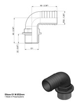 Raccordo portagomma Arag 90° filetto maschio G 1" e diametro 32mm - Arag