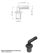 Raccordo portagomma maschio Ø13 curvo G 1/2" - Arag
