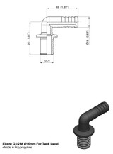 Raccordo portagomma Ø16 curvo G1/2" maschio per livello - Arag