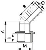 Raccordo portagomma Arag 45° con filetto maschio G 1 1/2" diametro 35mm - Arag
