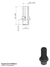 Raccordo portagomma dritto Arag filetto maschio G 1/2" e diametro 20mm - Arag