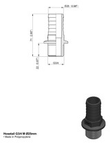 Raccordo portagomma dritto Arag filetto maschio G 3/4" e diametro 25mm - Arag