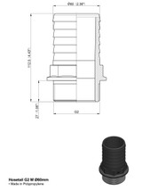 Raccordo portagomma dritto Arag filetto maschio G 2" e diametro 60mm - Arag