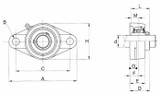 Supporto a flangia Ama UCFL 209 per agricoltura diametro 45 mm - Ama
