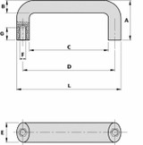 Maniglia a ponte lunghezza 132 mm con boccole filettate cieche M8 - Ama