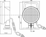 Faro da lavoro alogeno Ø 161mm con base magnetica e cavo spiralato - Ama
