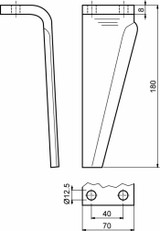 Dente per erpice lunghezza 160mm larghezza 70mm - Ama