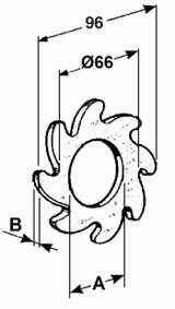 Corona dentata a 8 denti  Ø di fissaggio 42 mm e spessore 5 mm - Ama