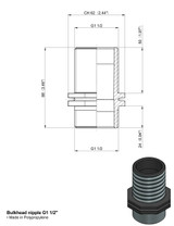 Nipplo passaparete bulkhead Arag g 1 1/2" lungo 88 mm - Arag