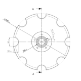 Disco 620x6 concavo dentato bugnatura interna, 5 fori q.12,5 su ø 160 Ama - Ama