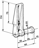 Cerniera posteriore sinistra per rimorchio Ø 20mm - Ama