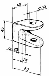 Forcella ribaltabile per cerniera posteriore per rimorchi Ø 13mm - Ama