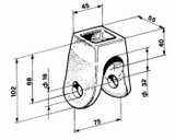 Forcella ribaltabile per rimorchi 2 fori Ø 16mm lunga 102mm - Ama