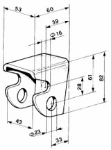 Supporto forato stretto per cerniera Ø 23mm - Ama