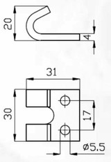 Riscontro per chiusura registrabile a "T" 30x19mm grezzo - Ama