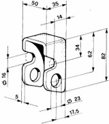 Supporto forato stretto per cerniere Ø 23mm - Ama