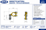 Morsetto batteria in ottone con polarità negativa e sezione cavo 25 - 50mm² - Ama