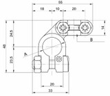 Morsetto batteria in ottone con polarità positiva e sezione cavo 25 - 50mm² - Ama