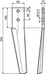 Coltello per falciatrice lunghezza 334mm foro Ø 12,5mm - Ama