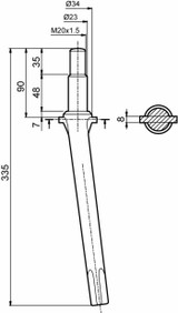 Dente per erpice lunghezza 335mm foro M20 - Ama