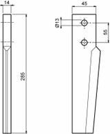 Dente per erpice lunghezza 285mm larghezza 45mm - Ama