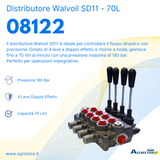 Distributore Walvoil SD11 a 4 leve a doppio effetto - 70L - Walvoil