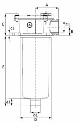 Filtro semi immerso da 1/2" filtrzione 60µ lunghezza 106mm - Ama Refluid