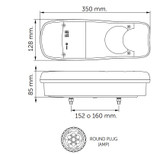 Fanale posteriore alogeno dx-sx 350x133mm 7 funzioni luminose - Ama