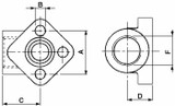 Flangia pompa oleodinamica 3 fori 1” interasse 51mm - Ama Refluid