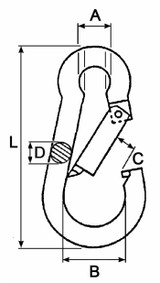 Moschettone filo diametro 9mm lunghezza 90mm - Ama
