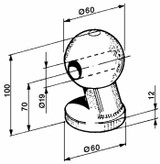 Sfera per sistema ribaltamento rimorchi Ø 60mm con foro Ø 20mm - Ama