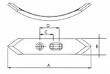 Vomere Ama reversibile con dimensioni di 58x8x230mm e interasse da 42-48mm - Ama