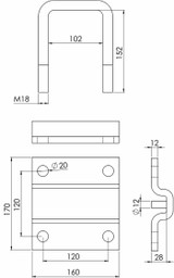 Staffa fissaggio molla quadra 30x30 e trave 100 - Ama