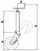 Servotimone con ruota d'appoggio a molla e ribaltamento semiautomatico Ama portata 1500kg - Ama