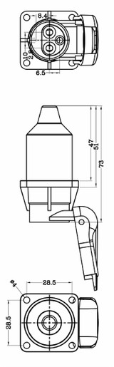 Presa a 3 poli con 4 fori di fissaggio - Ama